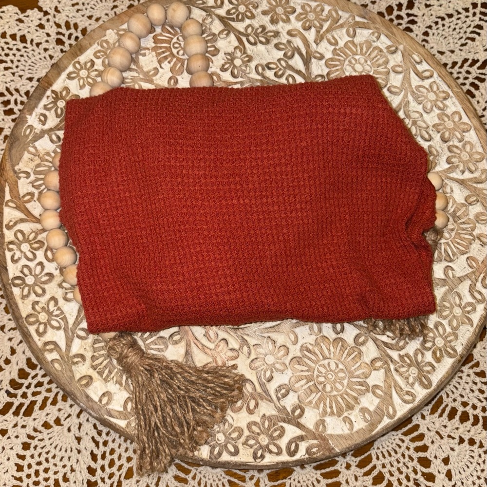 Free People Warm Orange Knit Bodysuit